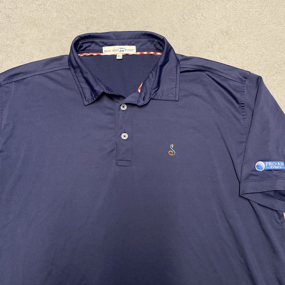 Bald Head Blues Streamsong Polo Mens XL Blue Logo Pro Am Performance‎